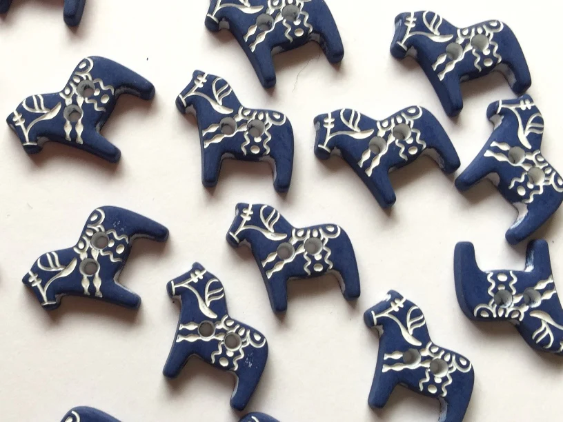 18mm - Blue Dala Horse / Pony Buttons