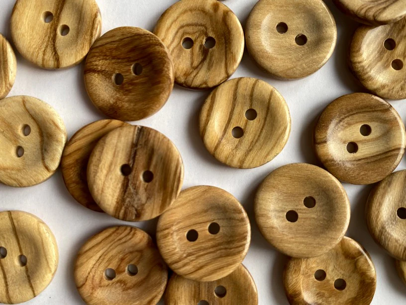 18mm - Round Olive Wood Buttons