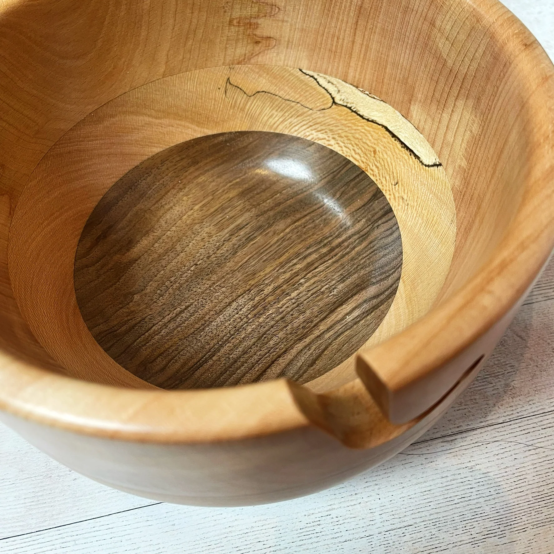 Hand Turned Yarn Bowl - Beech, London Plain & Walnut - Image 3